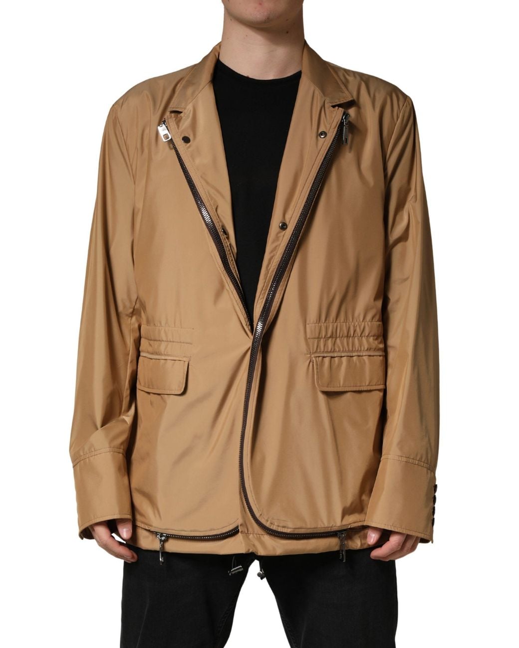 Dolce & Gabbana Natural Single Breasted Layered Coat Jacket Nylon Polyester Clothing for men