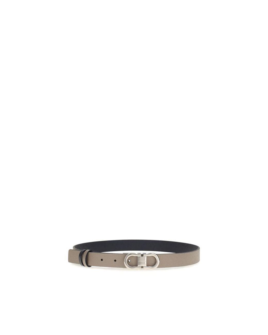 Ferragamo Metallic Gray Calf Leather Bos Taurus Regular Belt
