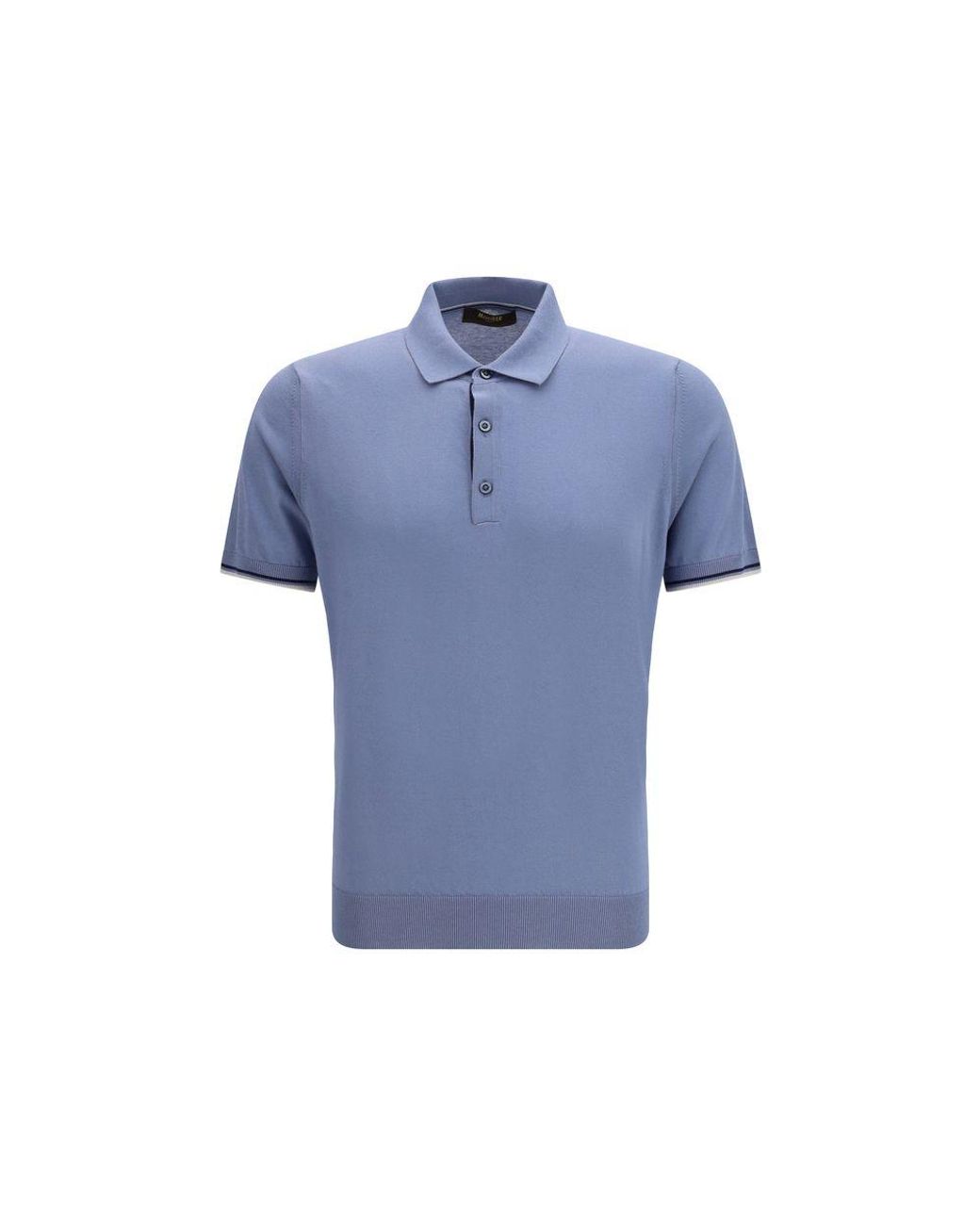 Moorer Blue Cotton Polo Shirt for men