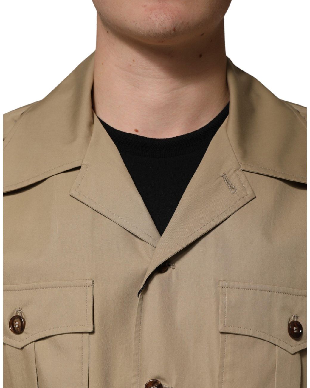 Dolce & Gabbana Natural Pin Up Short Sleeves Casual Shirt Cotton for men