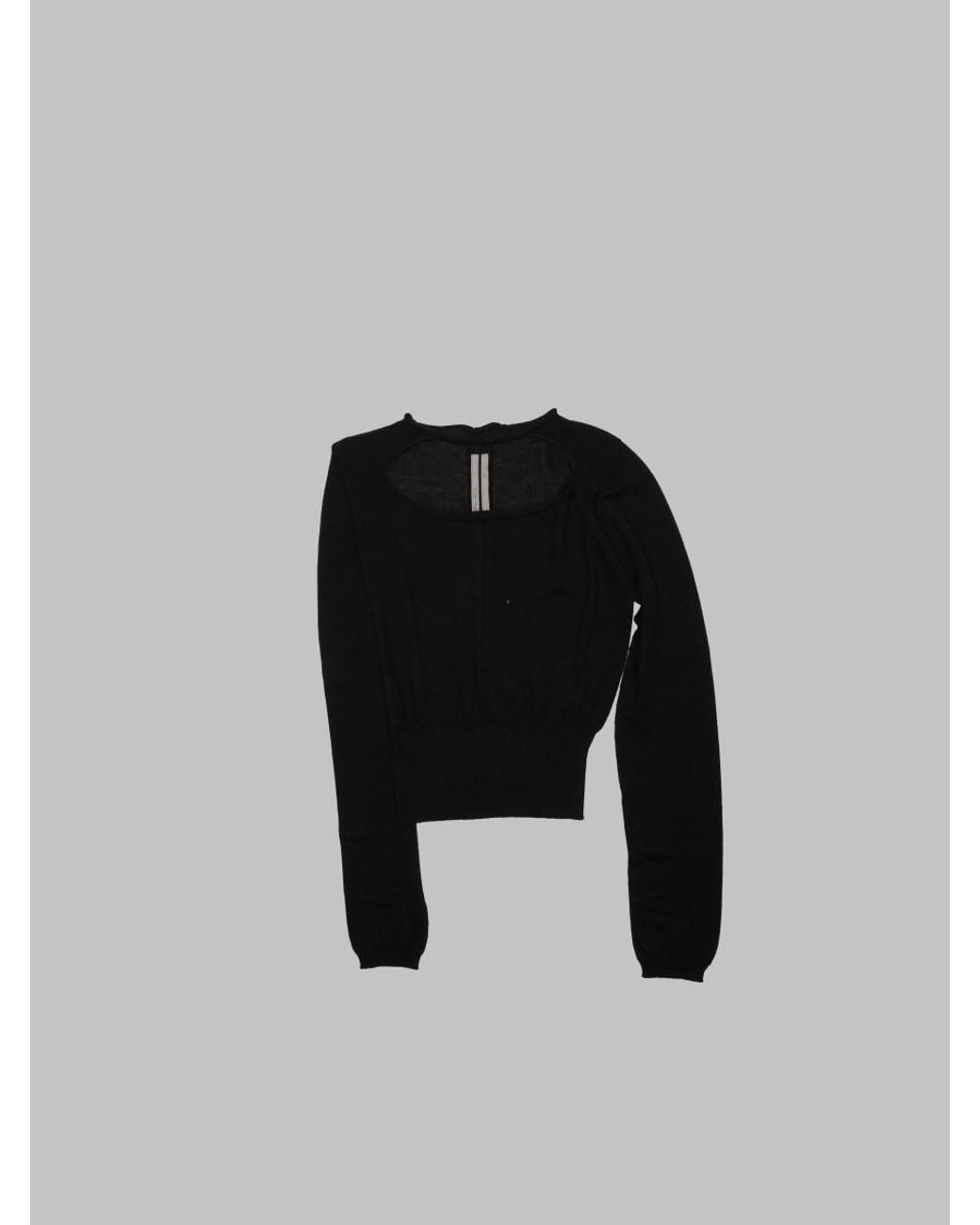 Rick Owens Black Slashed Cropped Jumper New Wool Sweater