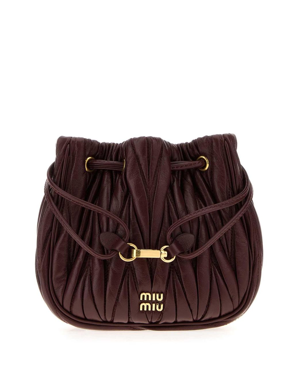 Miu Miu Burgundy Nappa Leather Pouch in Brown | Lyst