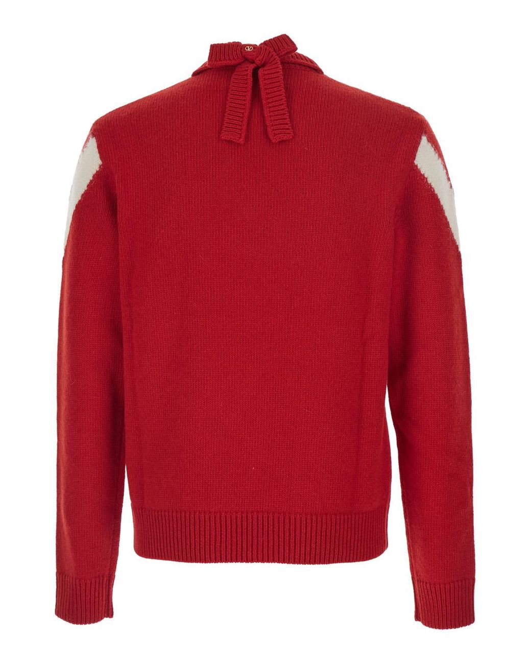 Valentino Red V Neck Sweater With Rear Bow Wool Tops for men