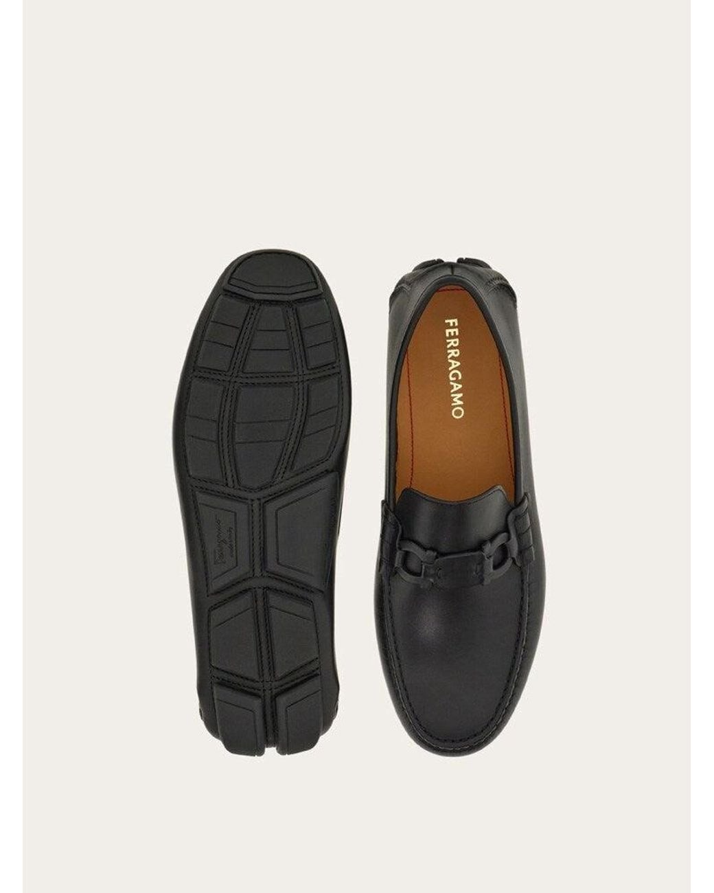 Ferragamo Black Calf Leather Loafers for men