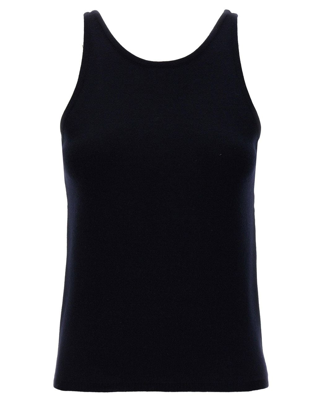 Max Mara Black Stretch Wool Knit Tank Top