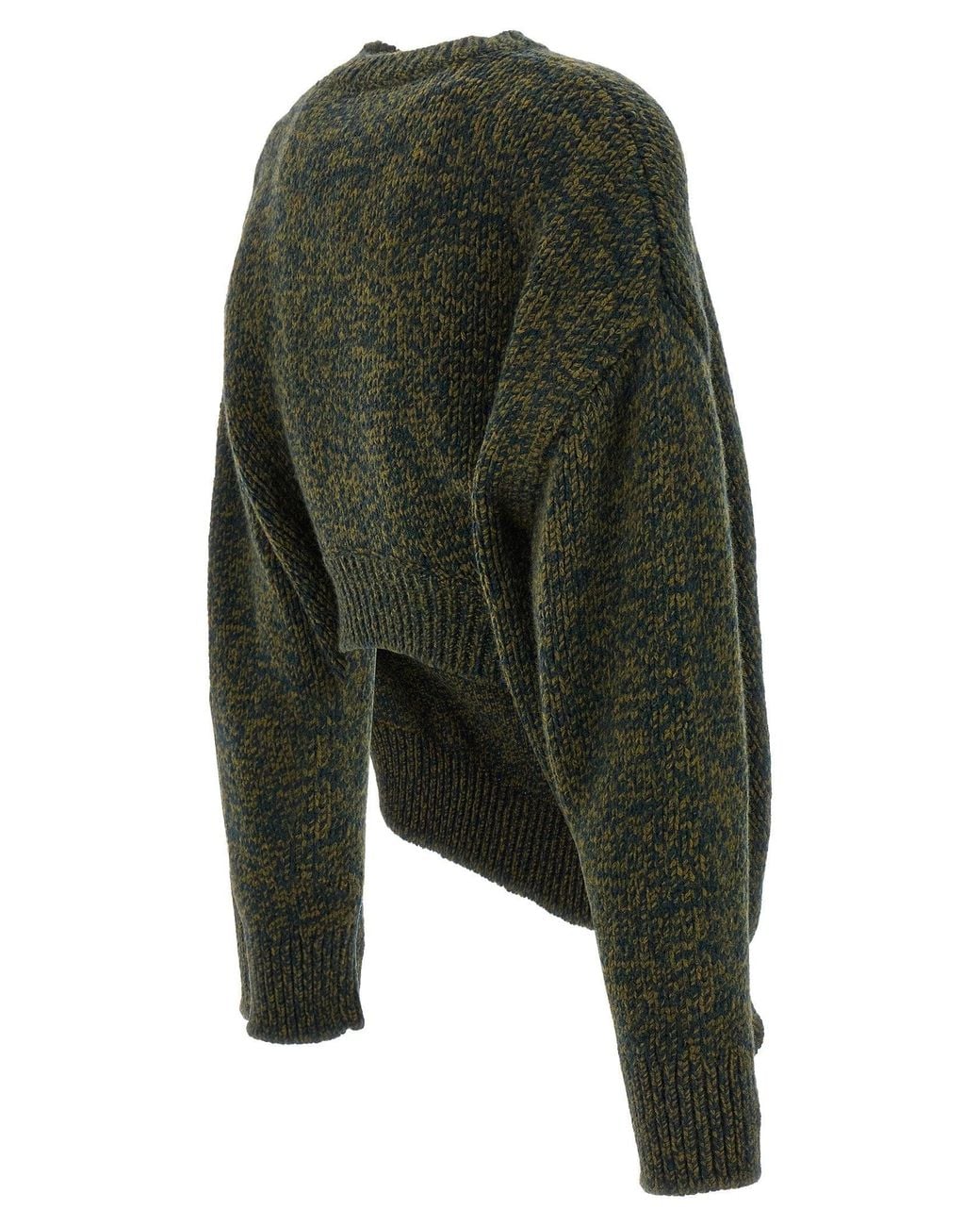 Loewe Gray Double-Neck Melange Wool Sweater