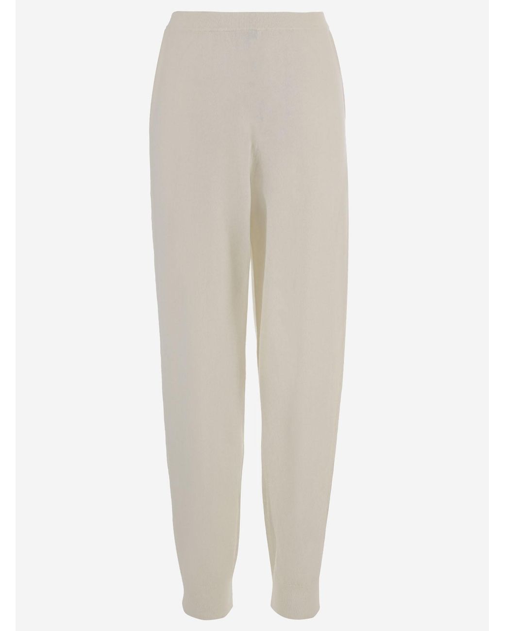 Allude White Wool And Cashmere Pants Virgin Trousers