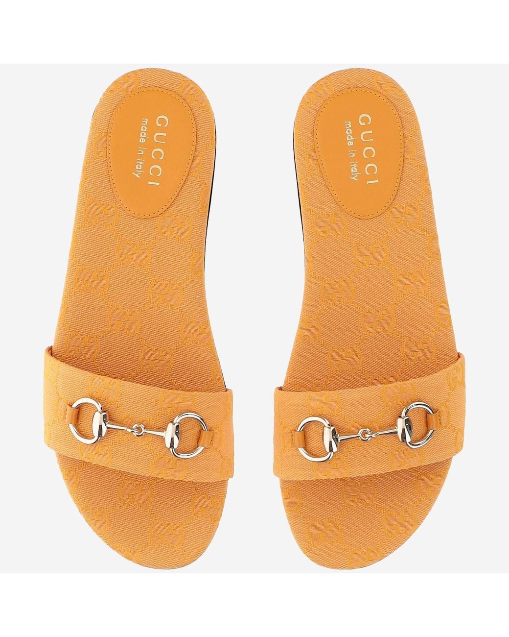 Gucci Orange Canvas Slide Sandals Fabric