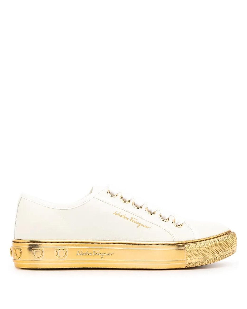 Ferragamo Natural Tully Gancini-sole Sneakers