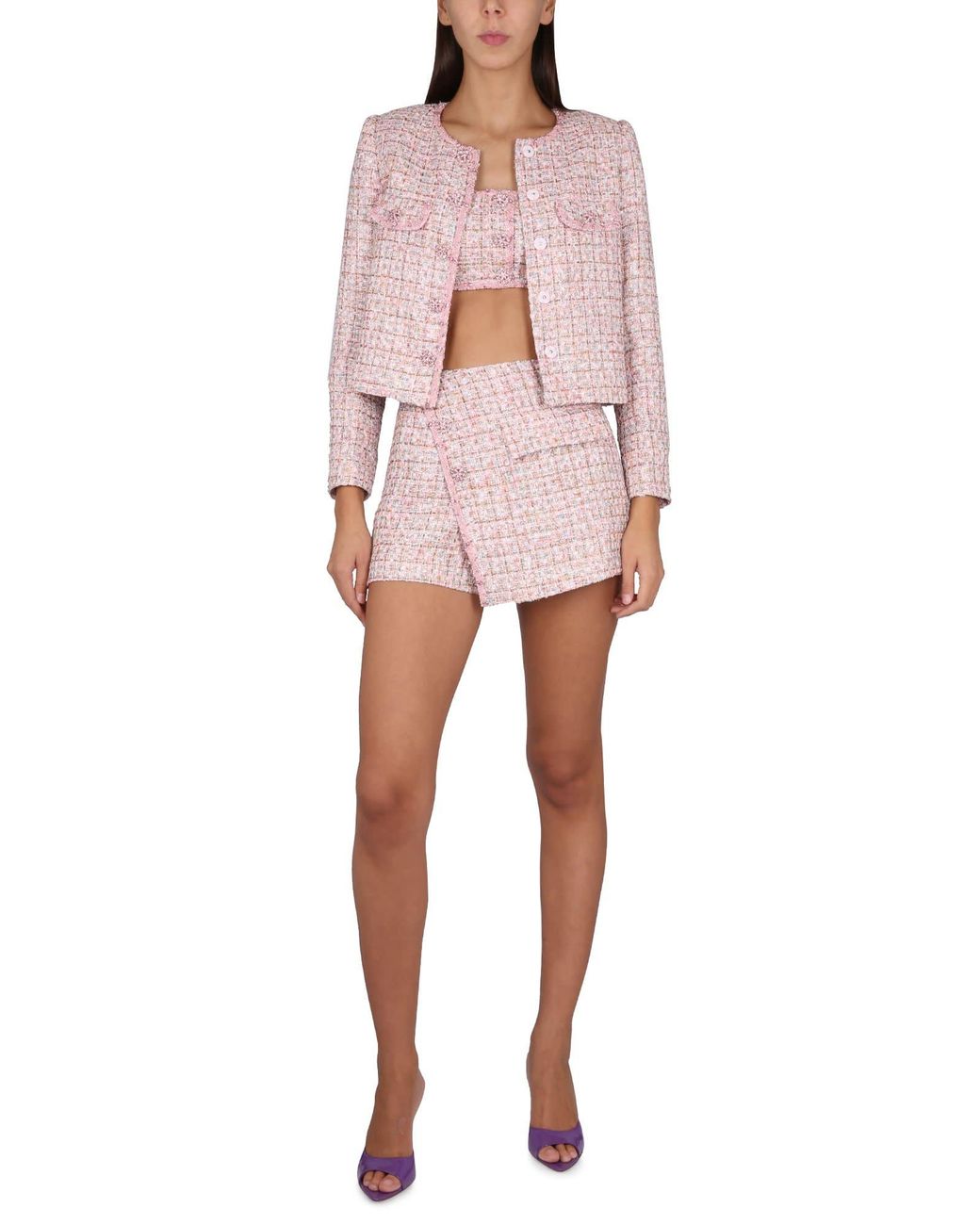 しょうこSelf-portraitピンクツイードセットアップ Self-Portrait Boucle Jacket in Pink | Lyst