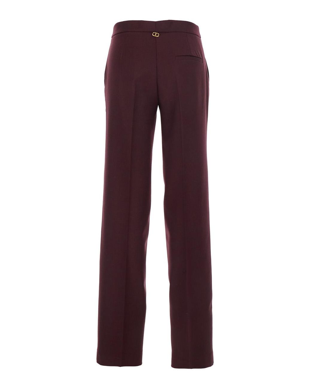 Twinset Purple Pants With Concealed Front Closure And Logo Plaque On The Rear