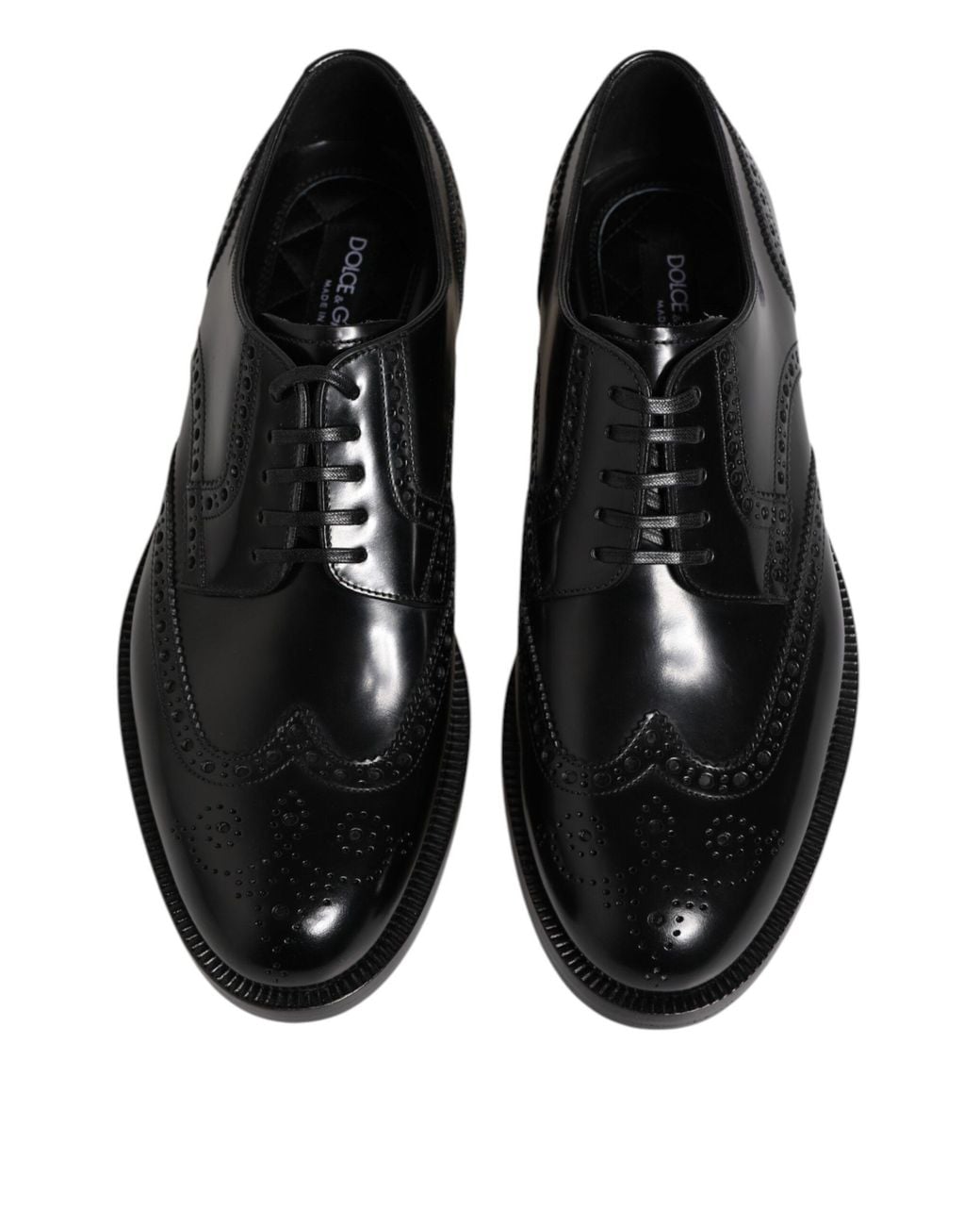 Dolce & Gabbana Black Brogue Leather Oxford Shoes for men