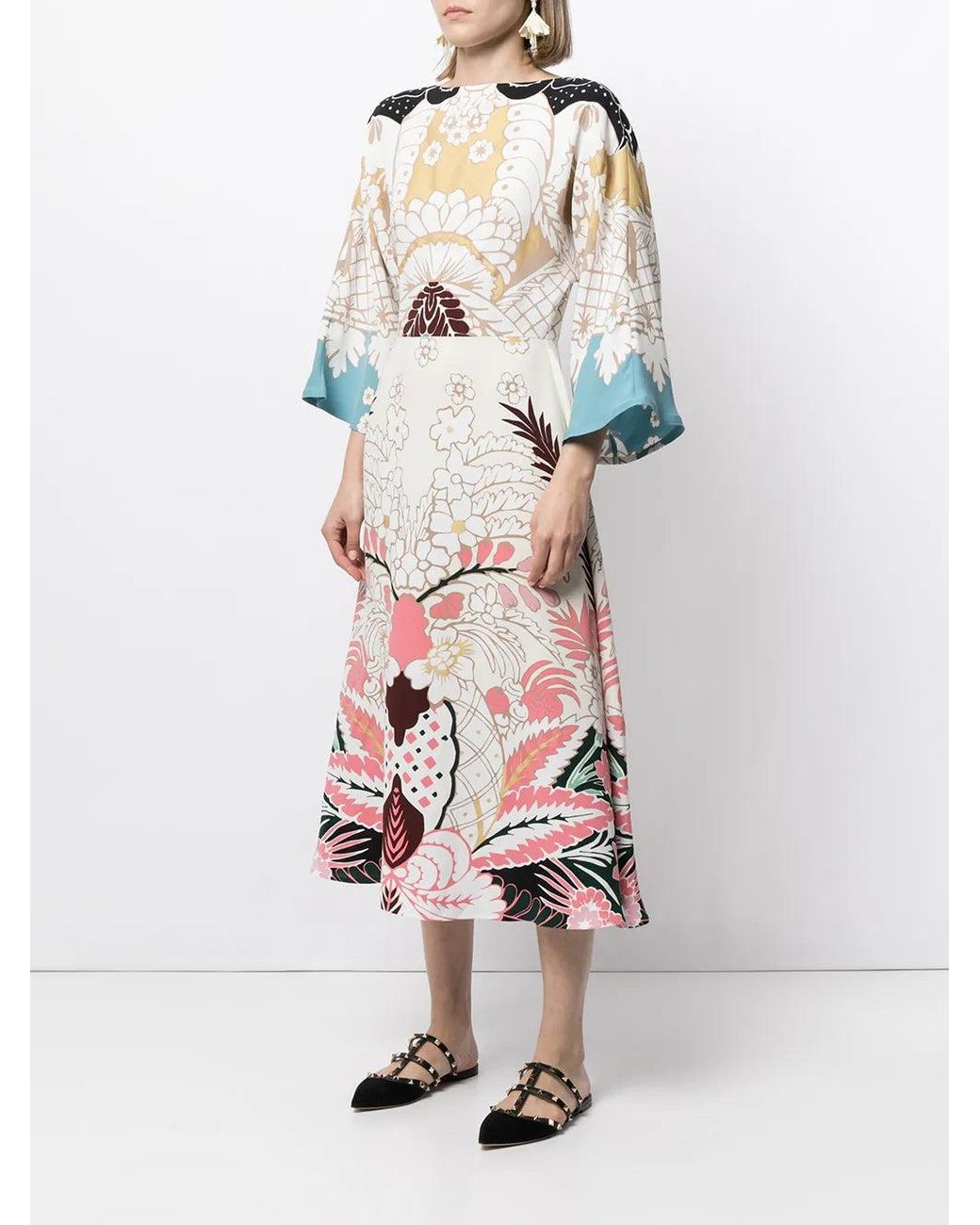 Valentino White Cady Printed Dress