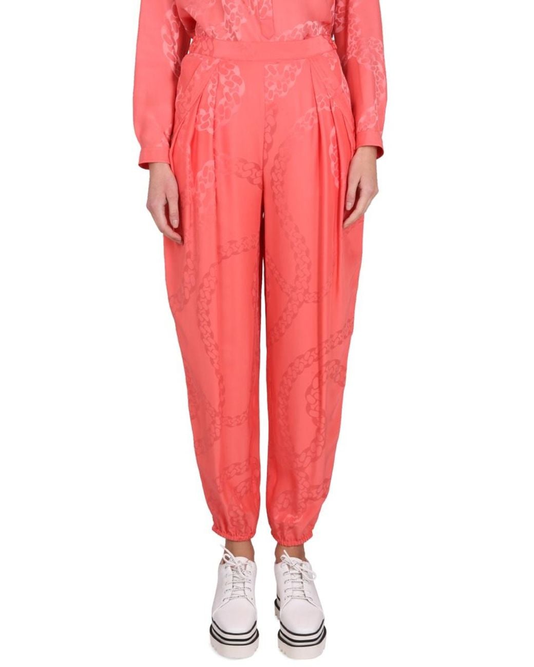 Stella McCartney Red Silk Blend Pants Viscose Trousers