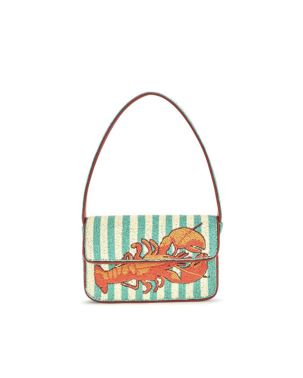 Staud Blue Multicolor Rayon Shoulder Bag