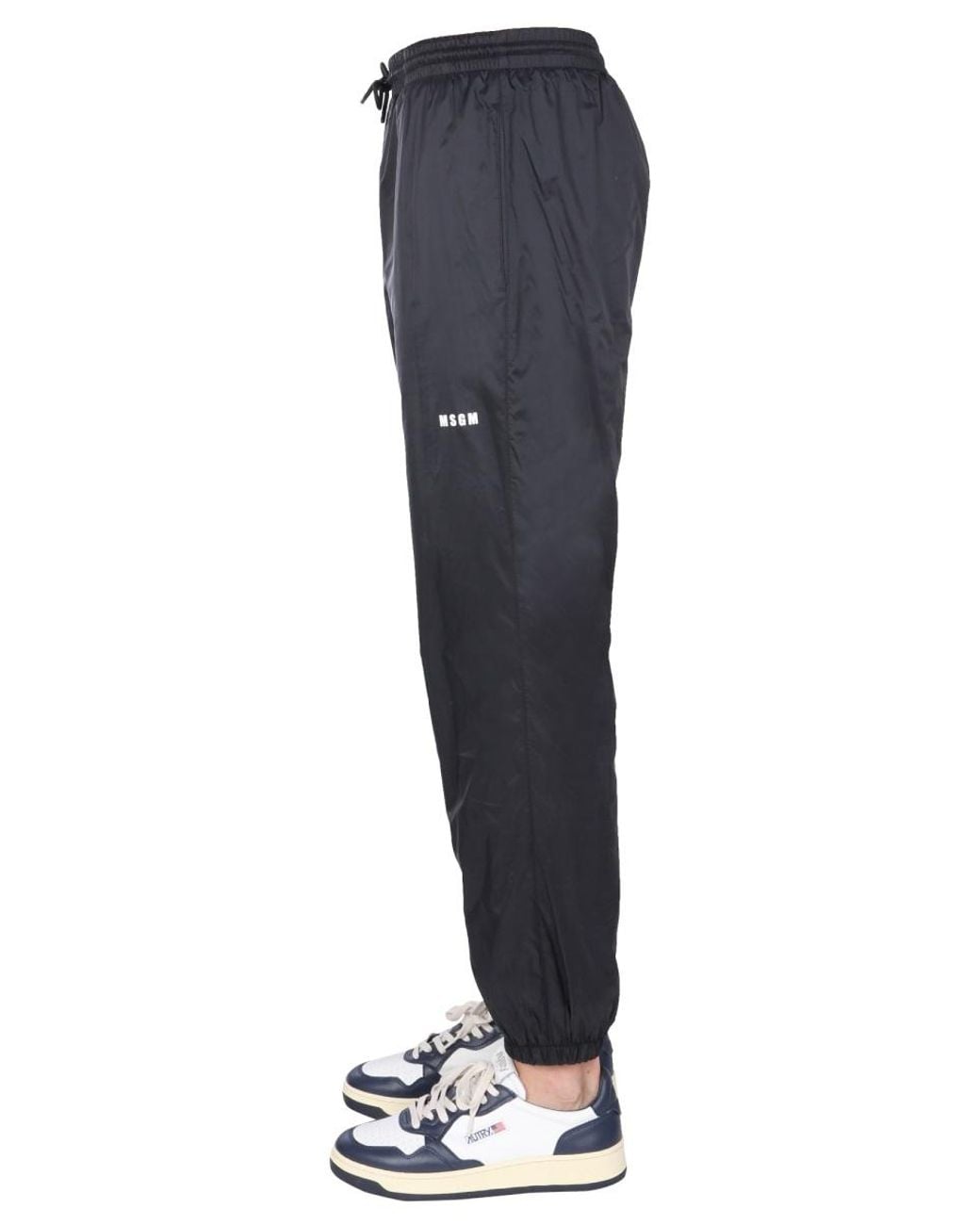 MSGM Black Nylon Jogging Pants Track for men