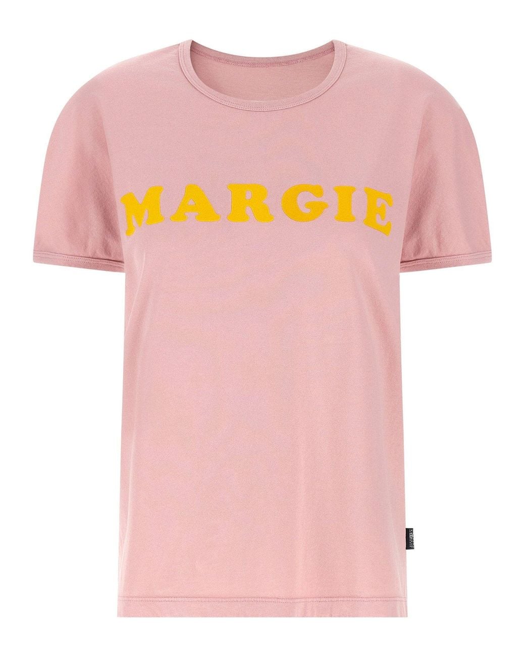 MM6 by Maison Margiela Pink Flocked Logo Print T-Shirt