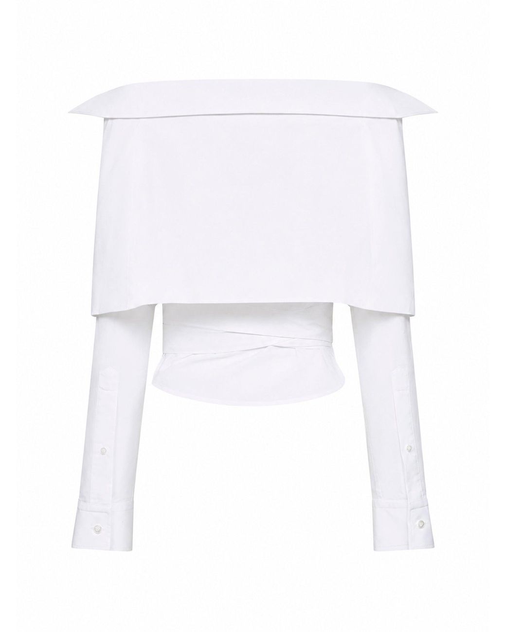 Balenciaga White Shirt Off-Shoulder Wrap Cotton Poplin