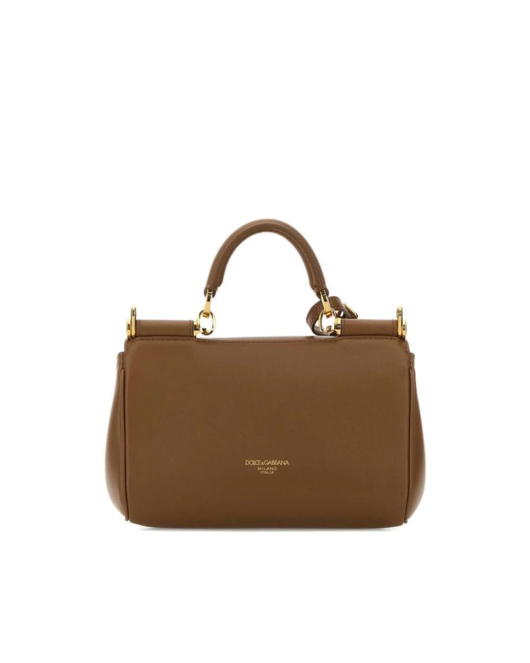 Dolce & Gabbana Brown Mini Sicily Leather Tote Bag Calfskin