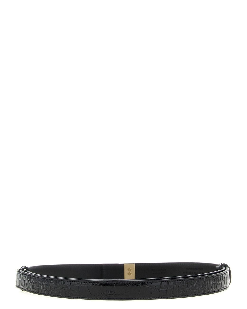 Tom Ford Black Crocodile-Print Leather Belt