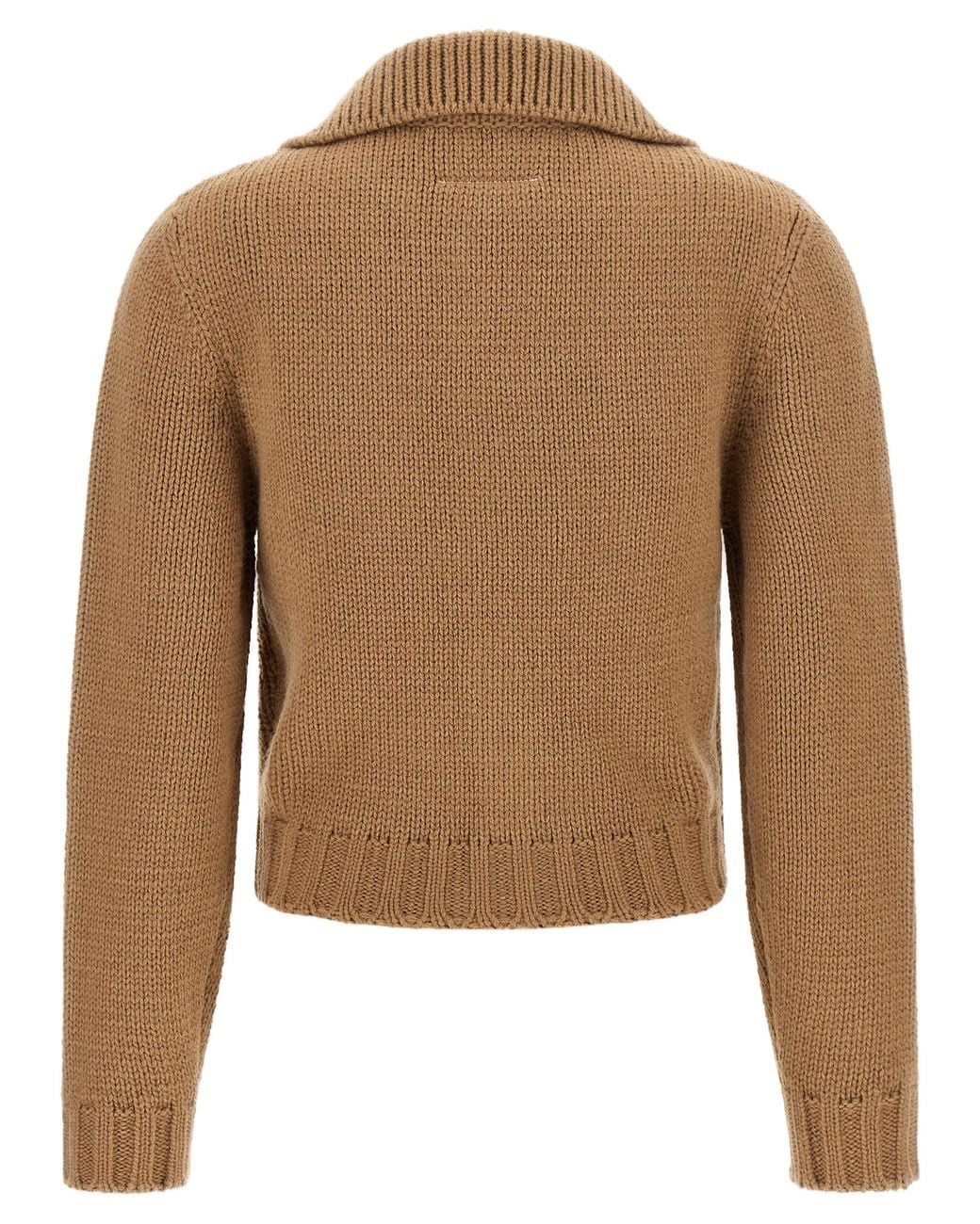 MM6 by Maison Margiela Brown Mm6 Maison Margiela Wool-Blend Ribbed Cardigan