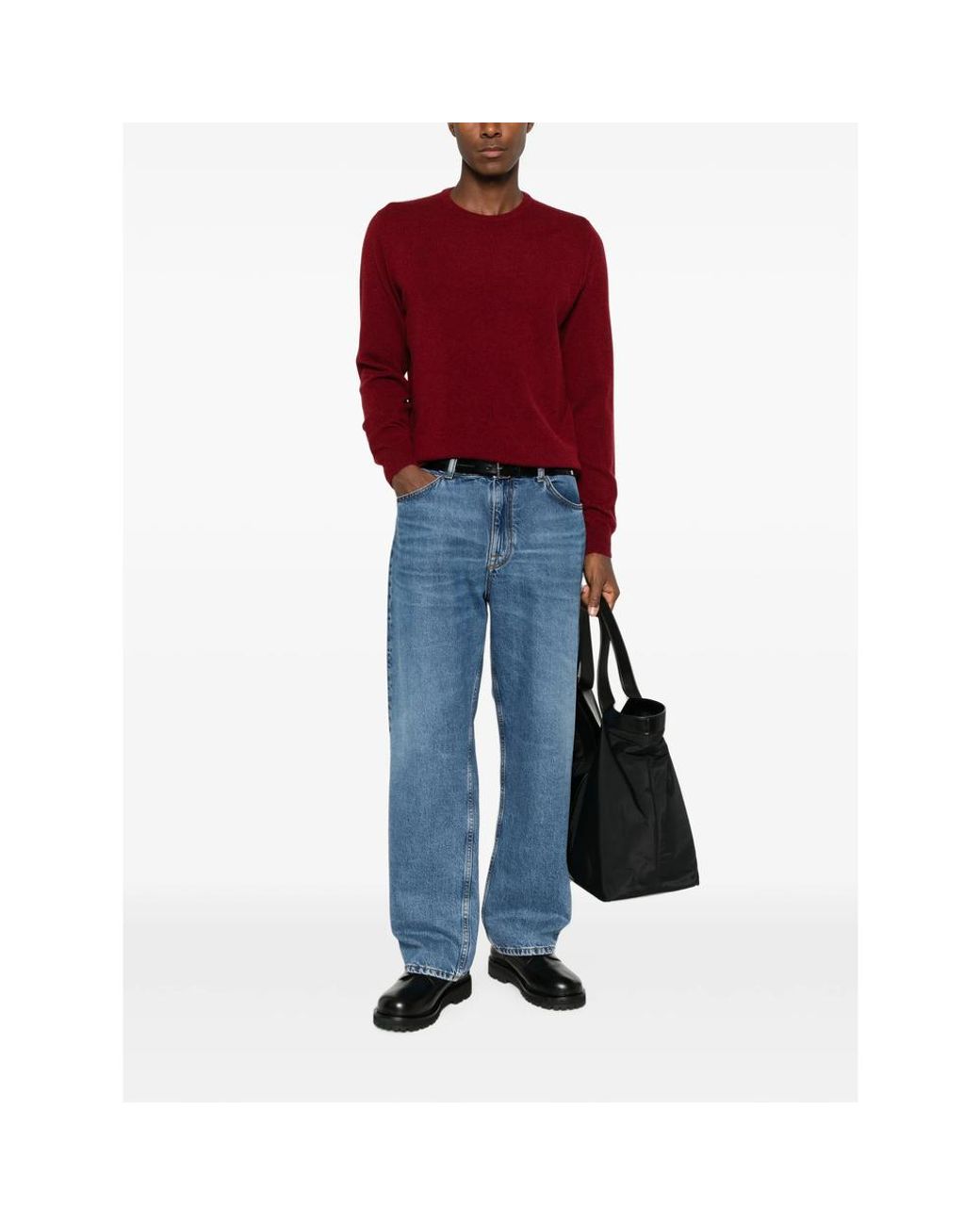 Fedeli Red Crew-Neck Sweater for men