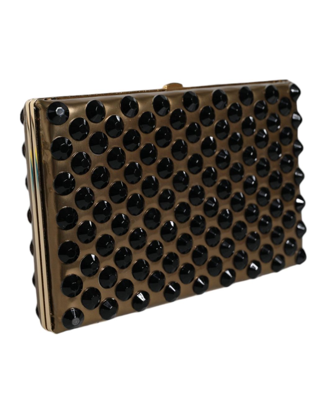 Dolce & Gabbana Black Gold Crystal Bifold Clutch Evening Party Purse Bag