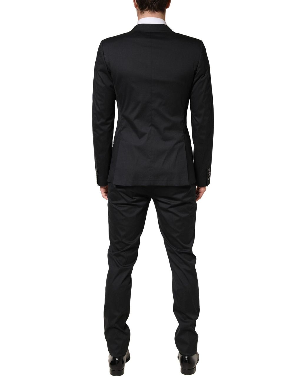 Dolce & Gabbana Black Cotton Single Breasted 2 Piece Suit Elastane Nylon Silk for men