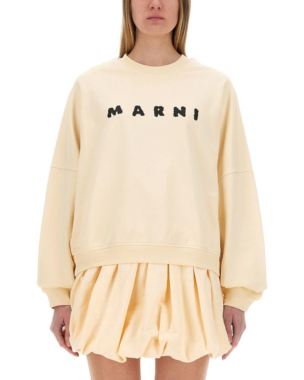 Marni Natural Marni Cotton Print Knit Sweatshirt