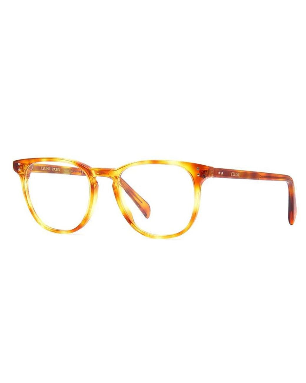 Céline Brown Eyeglasses Round Full Rim, Blonde Havana Frame And Clear Demo Lenses Lens Cl50046I053 for men