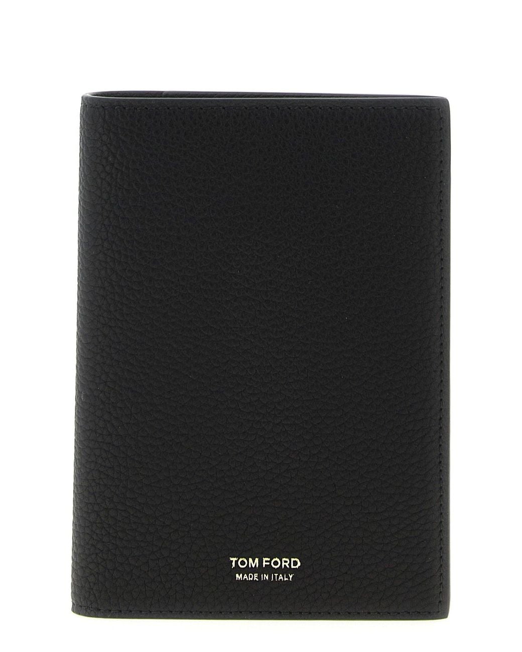 Tom Ford Black Hammered Leather Passport Holder