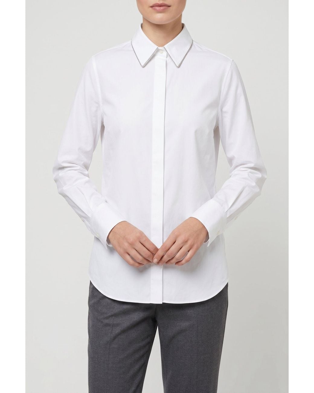 Brunello Cucinelli White Cotton Blend Shirt