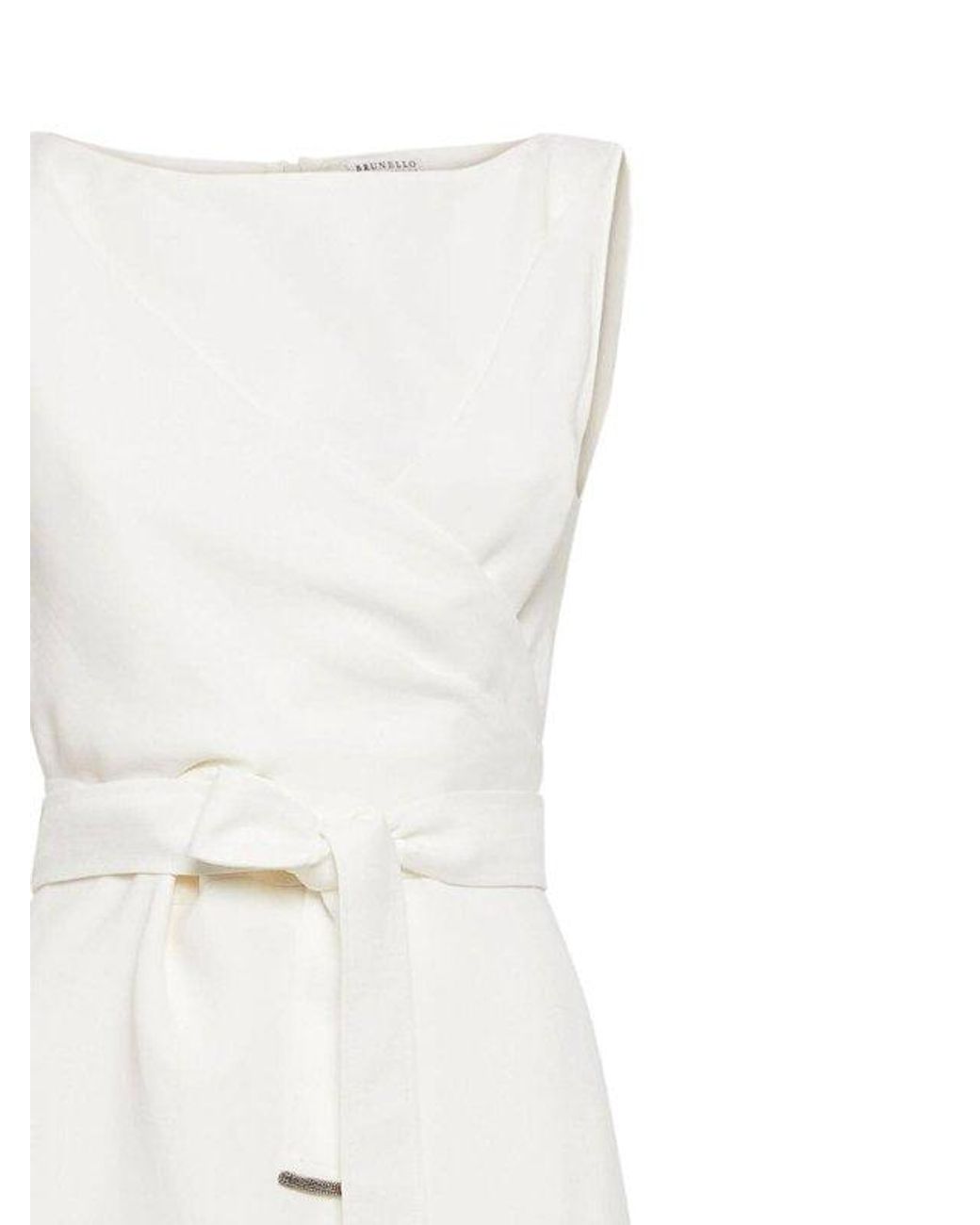 Brunello Cucinelli White Off Sleeveless Long Dress