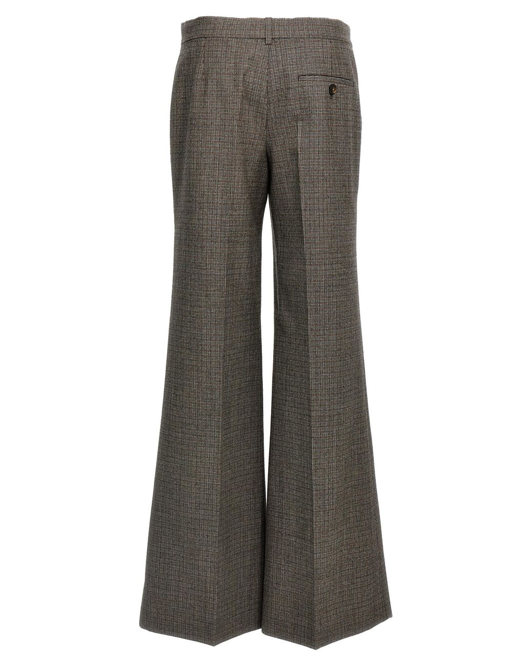 Stella McCartney Gray Micro Houndstooth Wool Trousers With Flared Leg