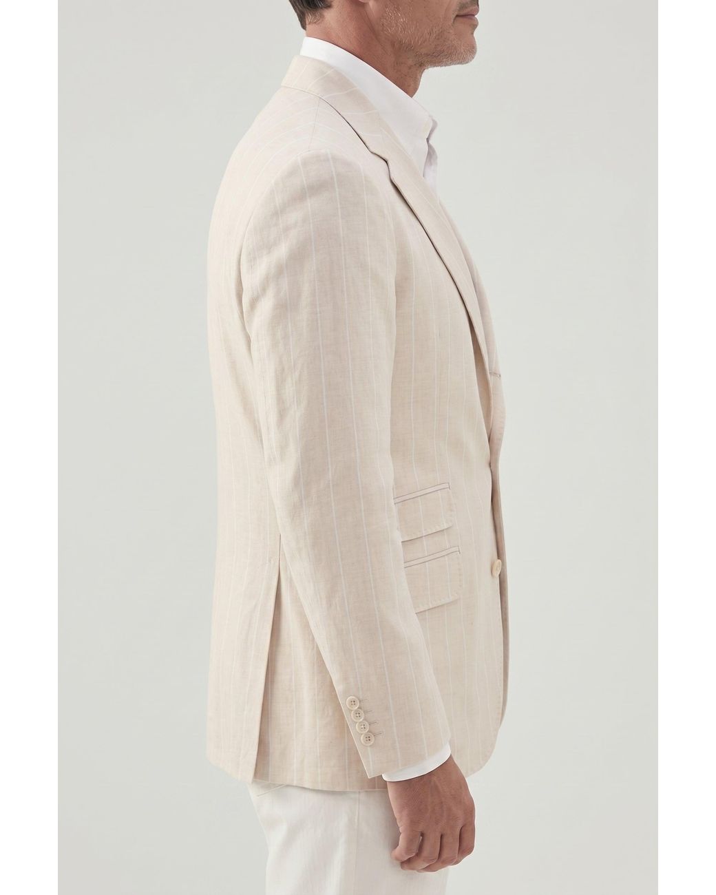 Brunello Cucinelli Natural Sand Linen Wool Tailored Blazer for men