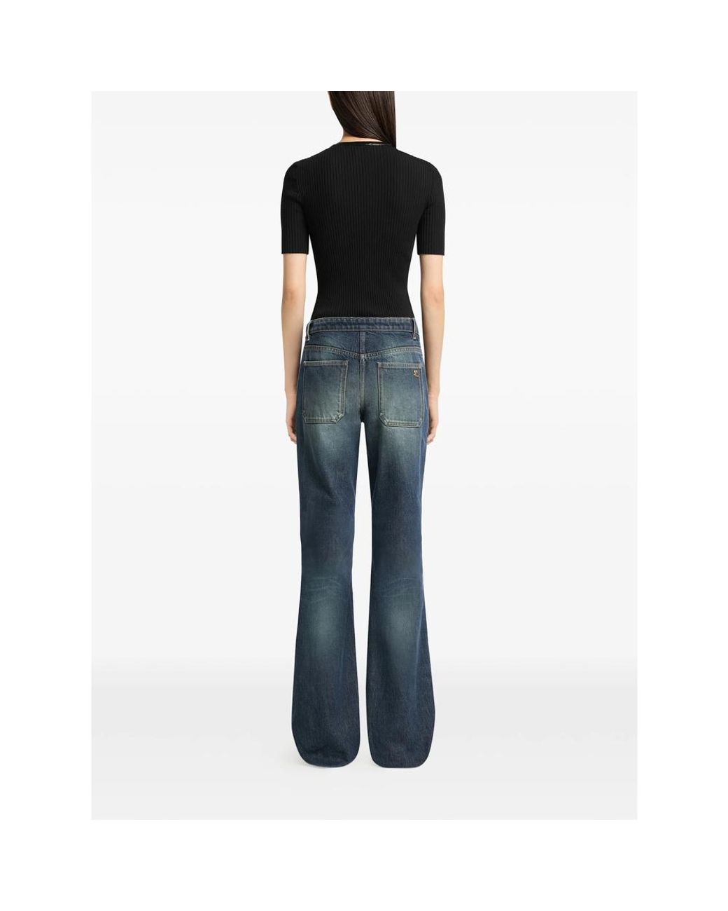 Courreges Black Ribbed Knit Top