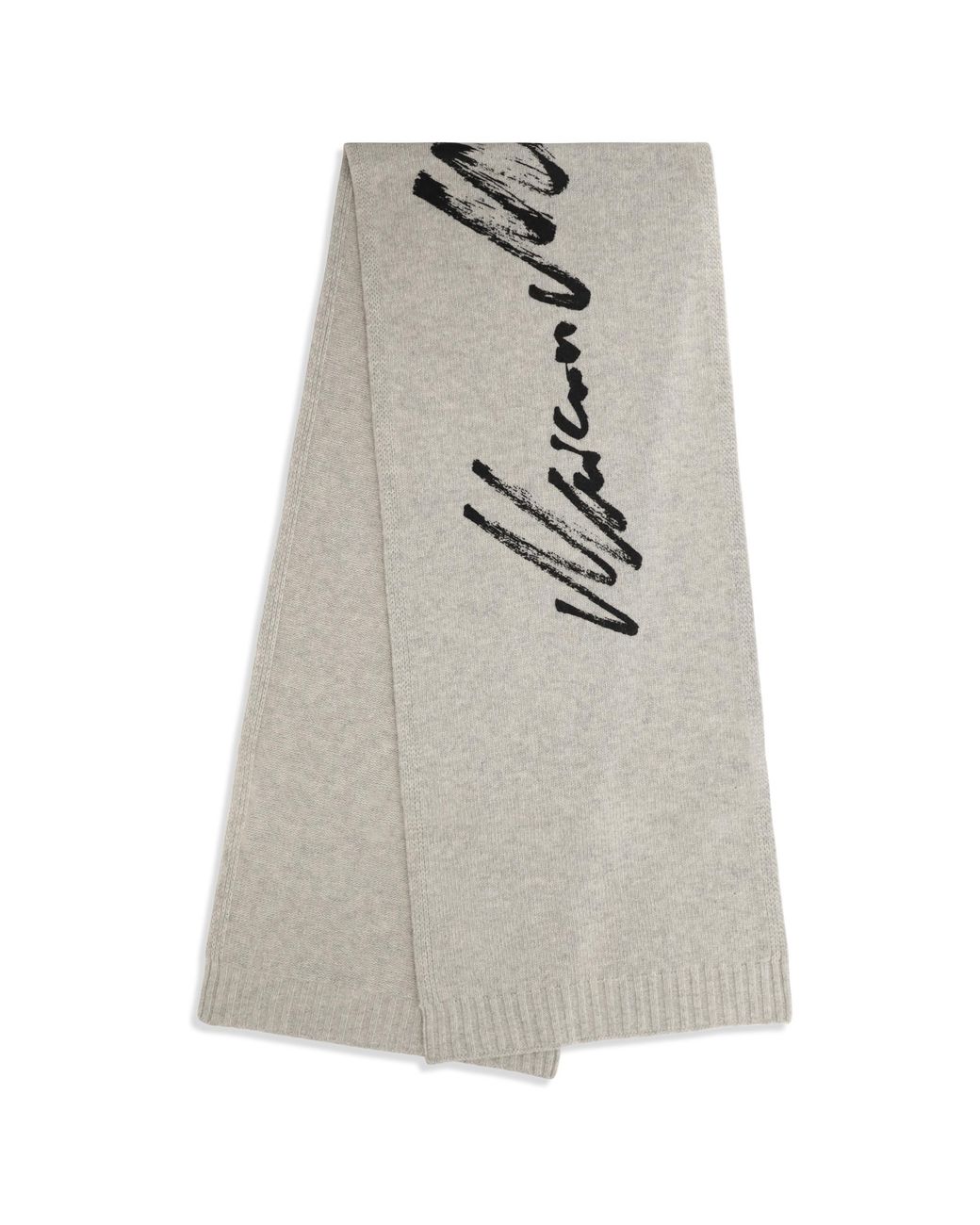 MM6 by Maison Margiela Gray Signature Knitted Scarf Wool Ovis Aries