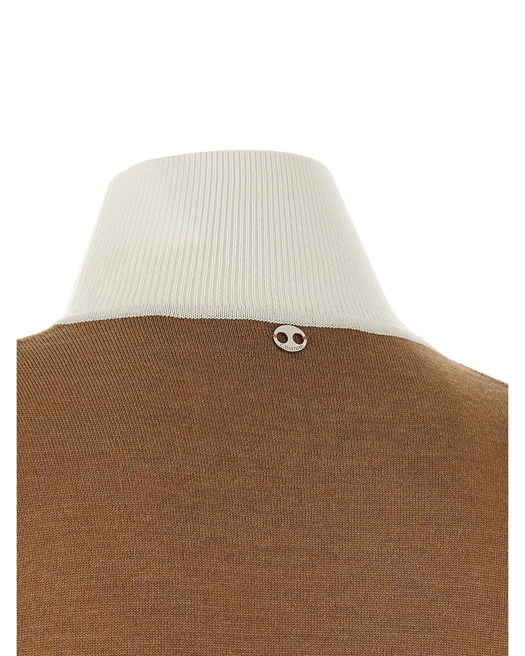 Rabanne Brown Perforated Intarsia Virgin Wool Sweater