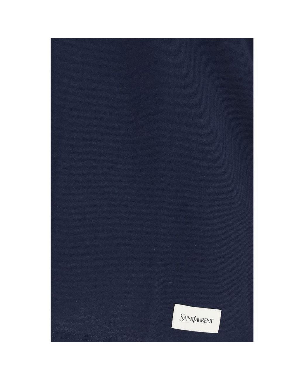 Saint Laurent Blue Saint Laurent Cotton-Modal Crewneck T-Shirt for men