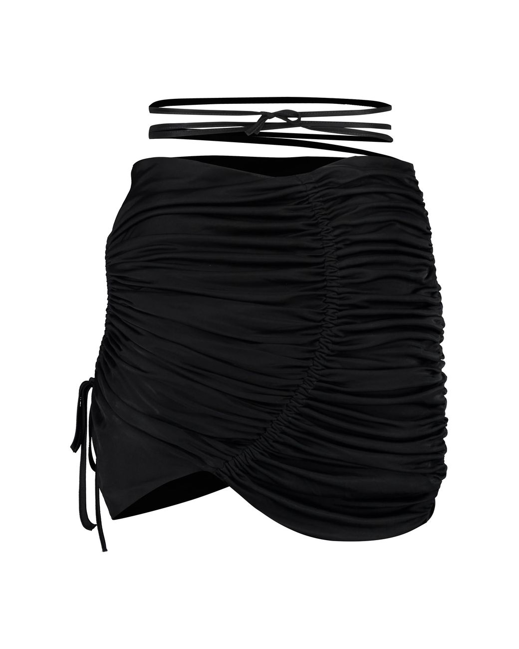 ANDREADAMO Black Draped Skirt With Adjustable Straps Viscose