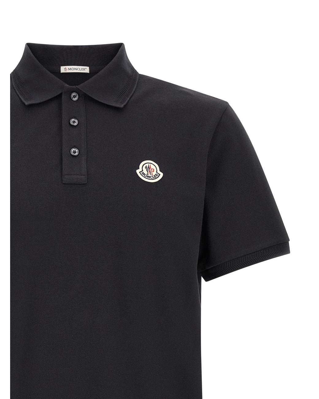 Moncler Black Cotton Polo Shirt for men