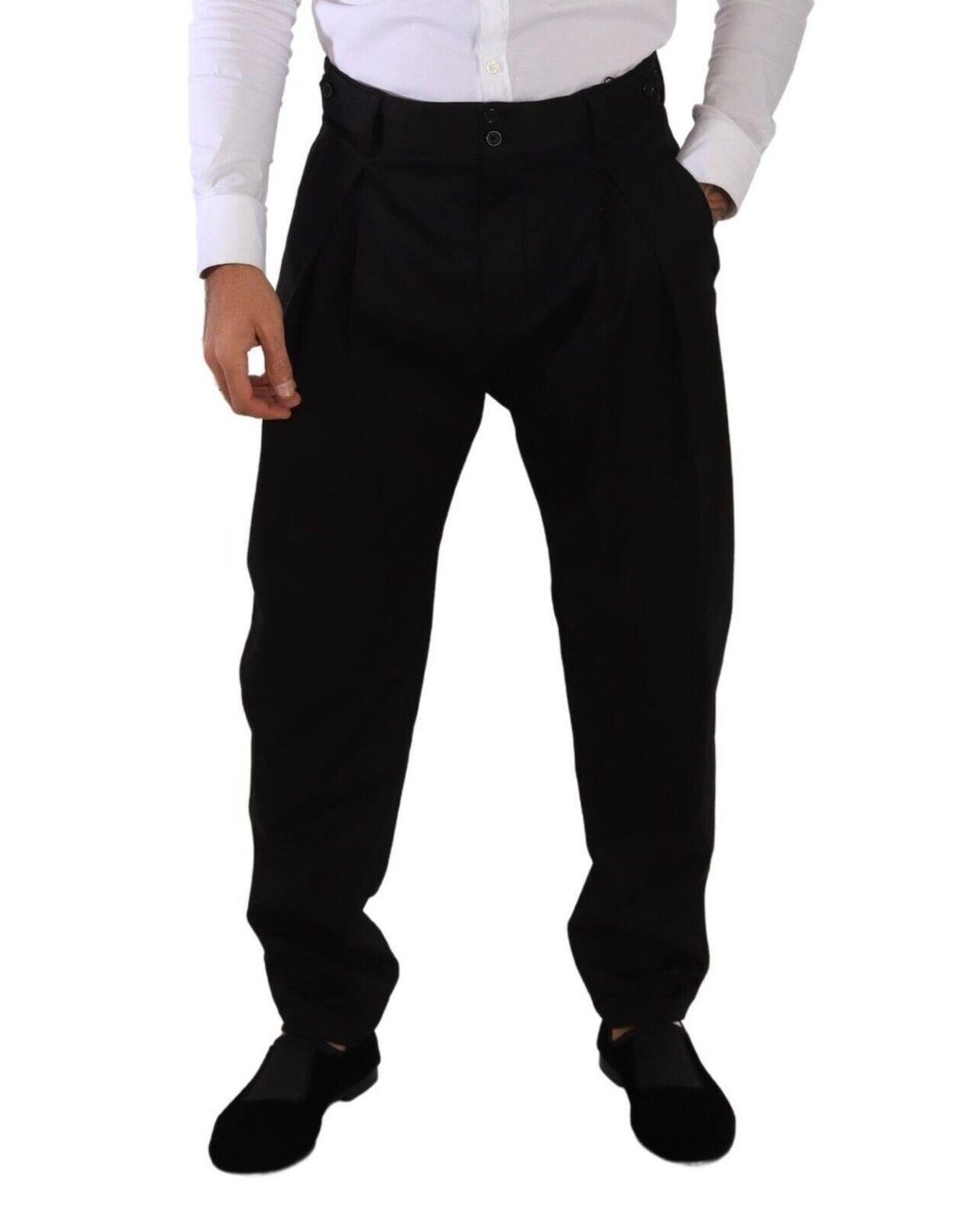 Dolce & Gabbana Black Elegant Slim-Fit Cotton Trousers for men