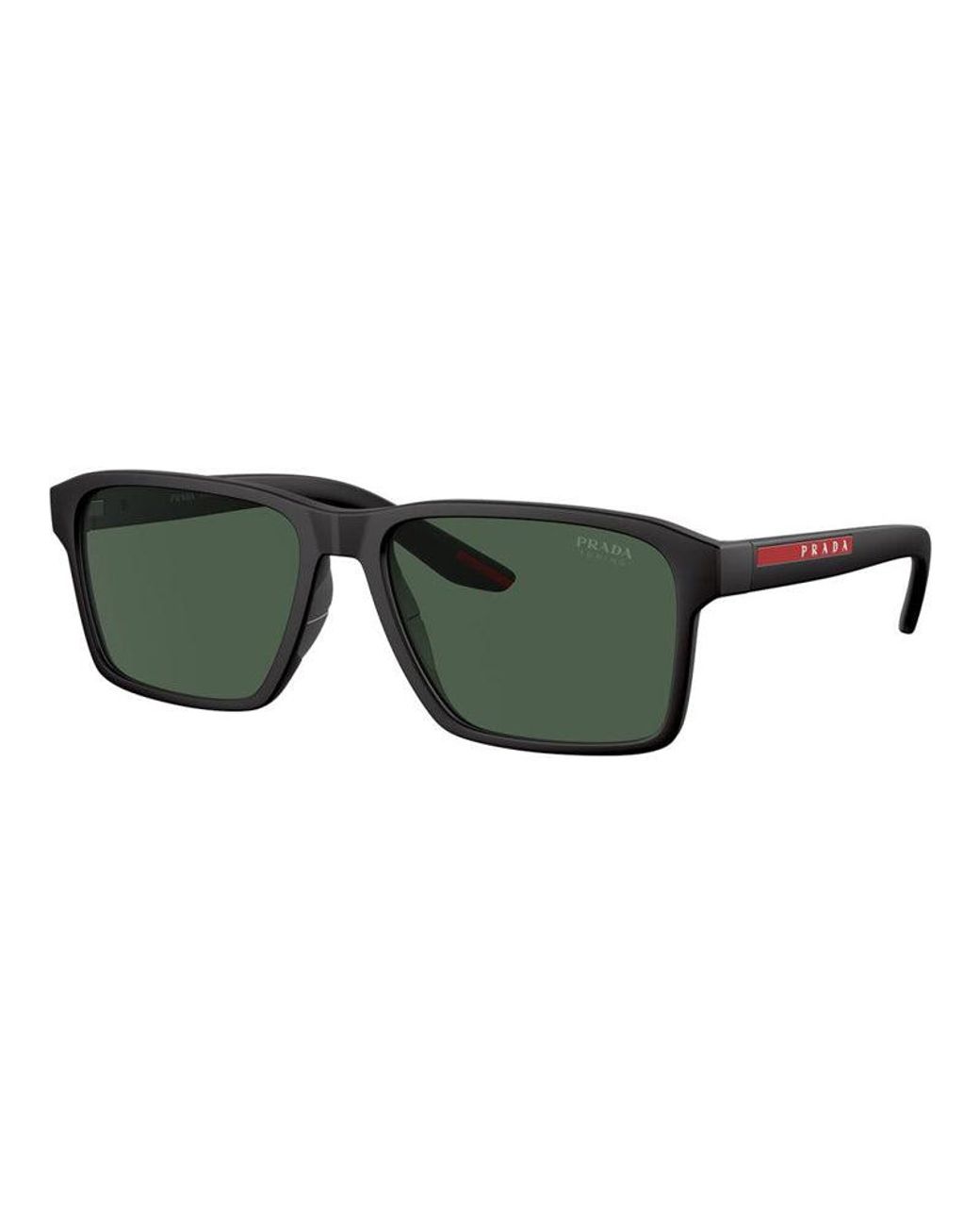 Prada Sport Green Sport Sunglasses Rectangle Full Rim, Rubber Frame And Tuning Dark Lens Ps05Ysdg006U for men
