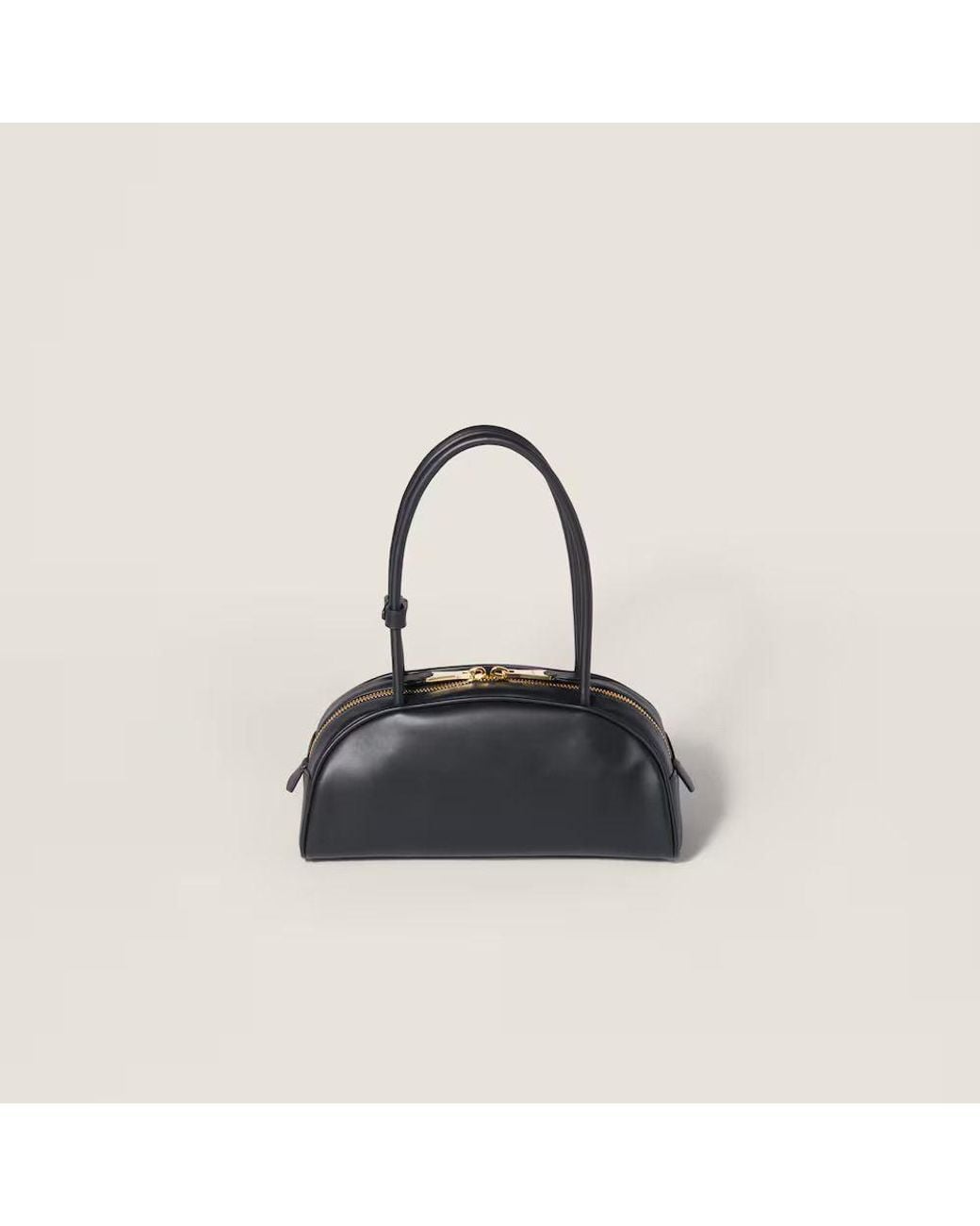 Miu Miu Black Miu Miu Embossed Logo Top Handle Bag