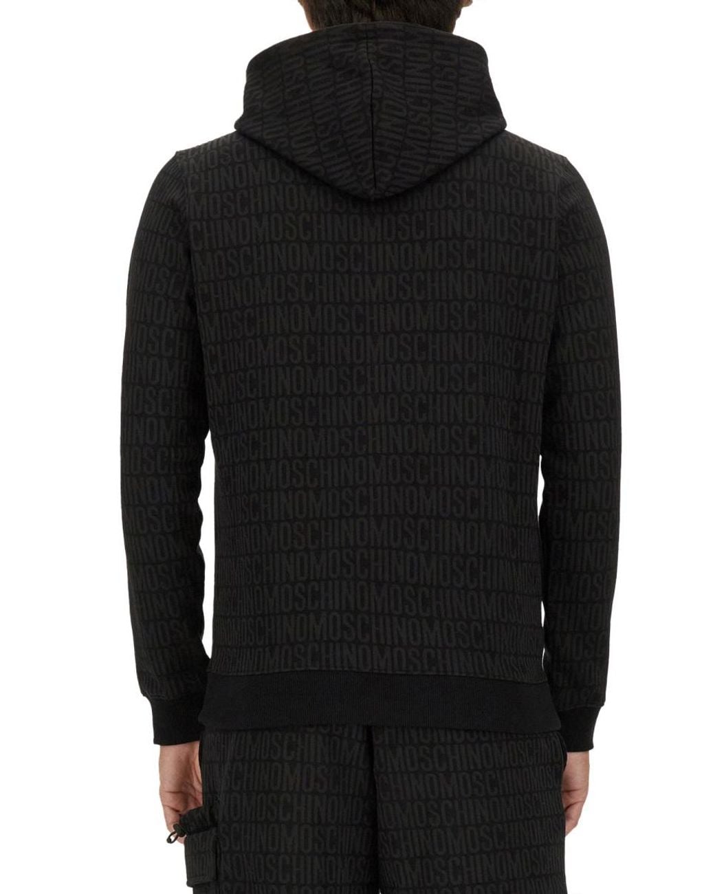 Moschino Black Sweatshirt With All Over Logo Cotton Polyester Sweatshirts for men