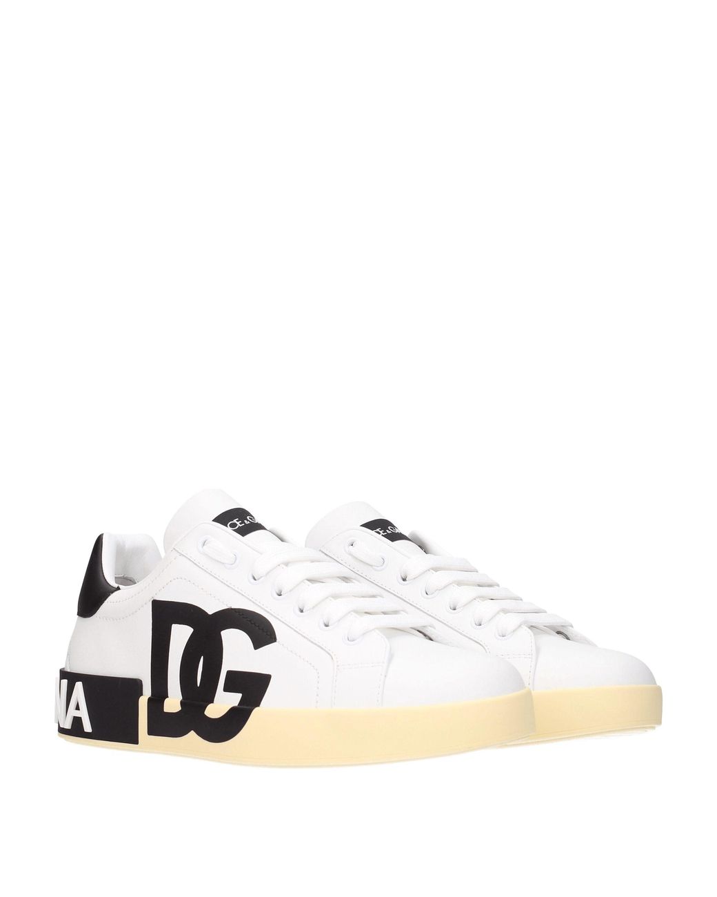 Dolce & Gabbana White Logo Leather Sneakers for men