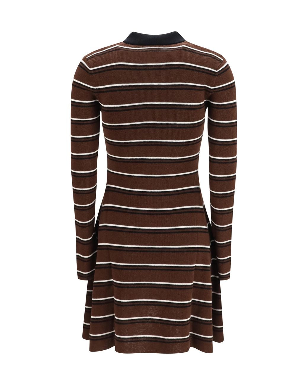Ganni Black Polo Dress Striped Wool (Ovis Aries)