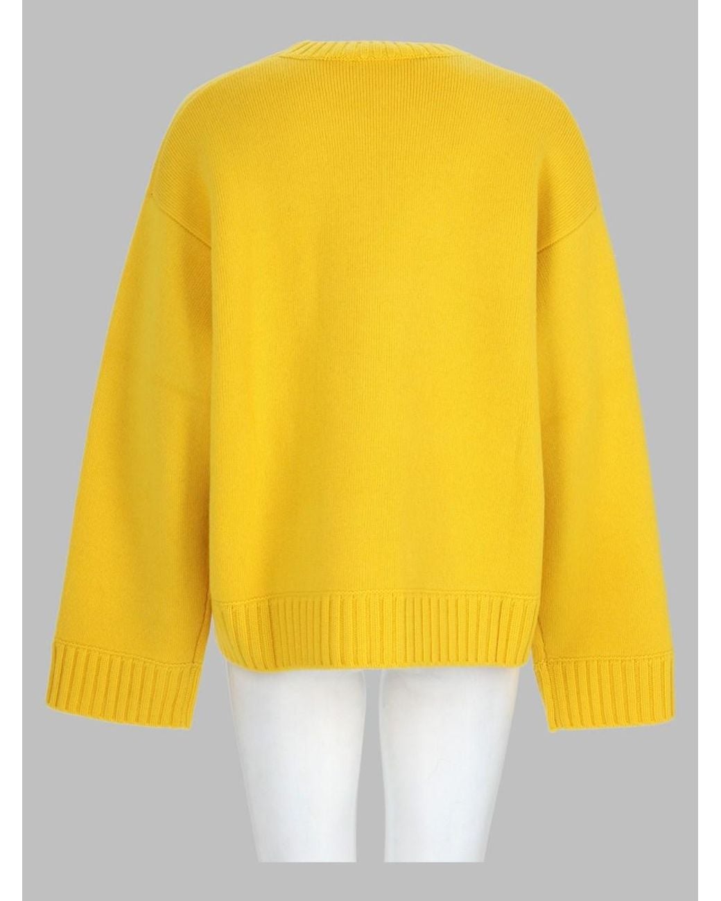 Ganni Yellow Oversized Wool Jumper Rws Sweater