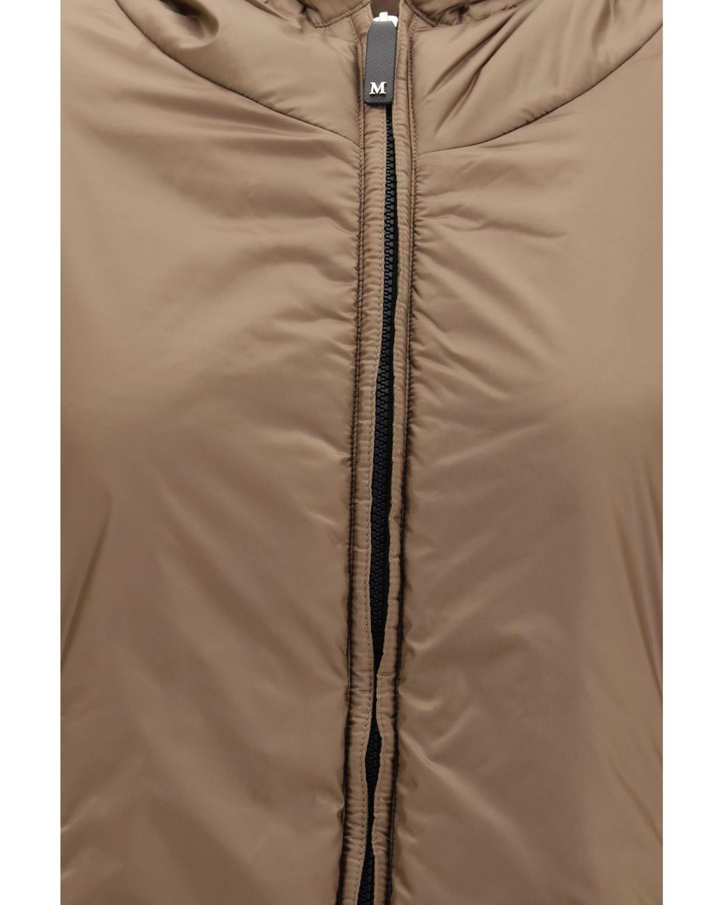 Max Mara Brown Hooded Padded Vest Outer: Polyester Puffer Jackets