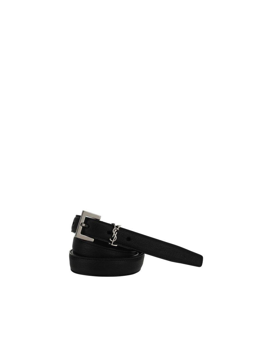 Saint Laurent Black Lamb Ovis Aries Thin Belt for men